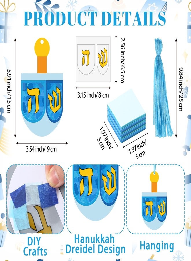 Mooliwe 24 Sets Hanukkah Crafts Make Your Own Hanukkah Dreidel Tissue Paper Craft Kits DIY Dreidel Tissue Sign Hanging Ornaments for Chanukah Party Holiday School Activities - Image 2
